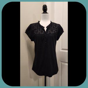 ANN TAYLOR LOFT || Lace Yoke Top (SIZE L)